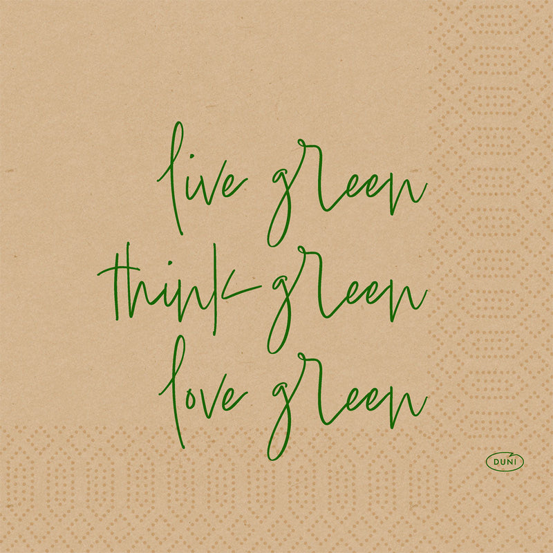 Zellstoff Servietten 33 cm 3-lagig 1/4-Falz Love Green Natur | Packung (50 Stück)-zoom-