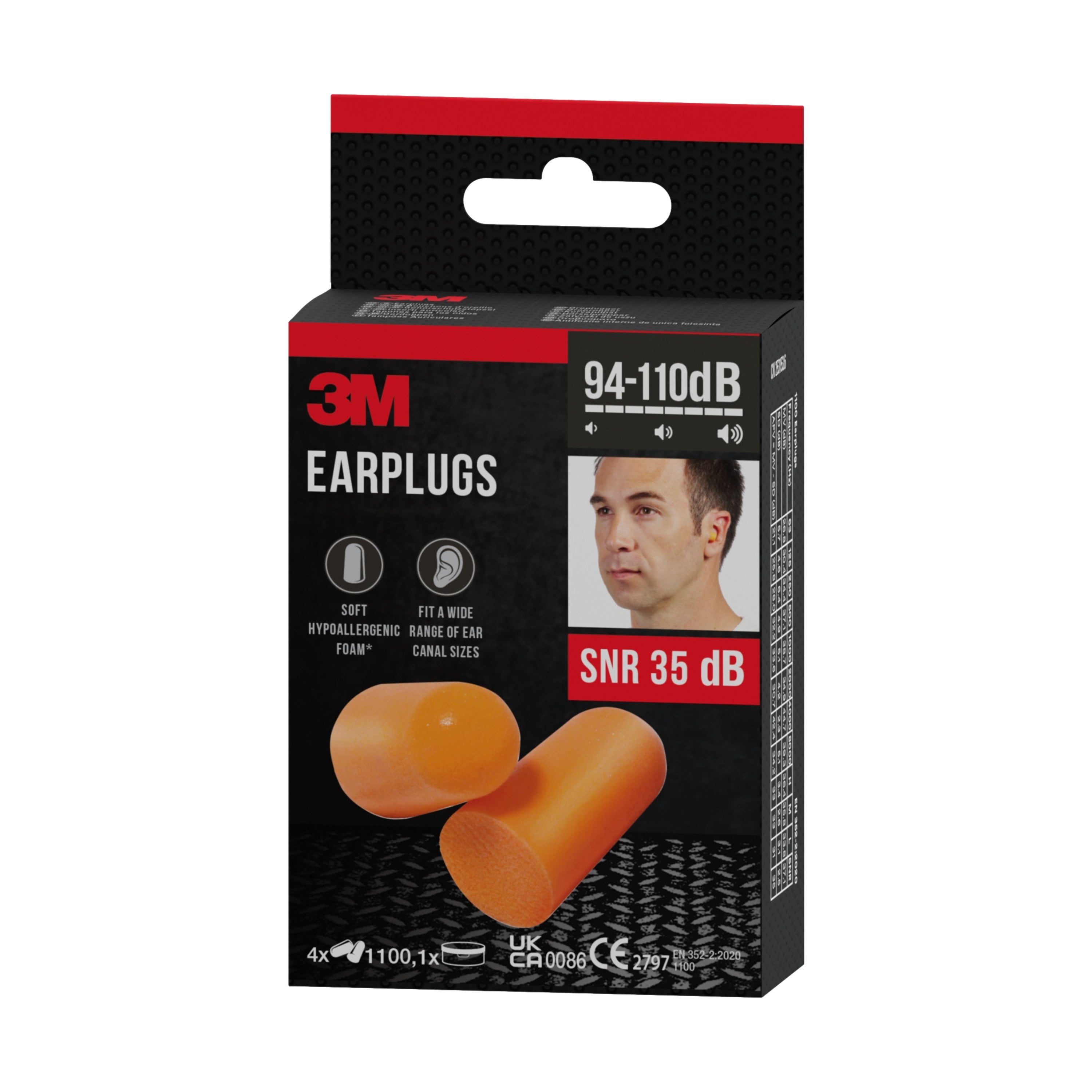3M™ Gehörschutzstöpsel 1100, Weichschaum, SNR-Wert 35 dB, Orange-zoom-16