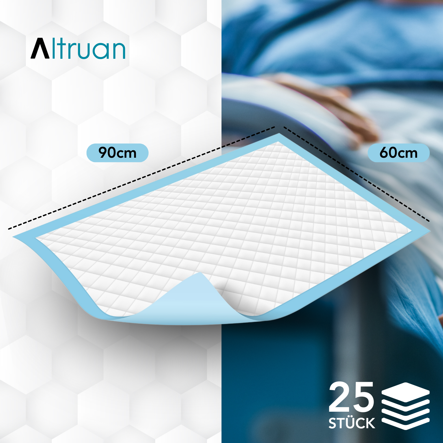 Altruflock® Bettschutzunterlagen 60 x 90cm Supersoft Extrem Saugfähig | Packung (25 Stück)-3