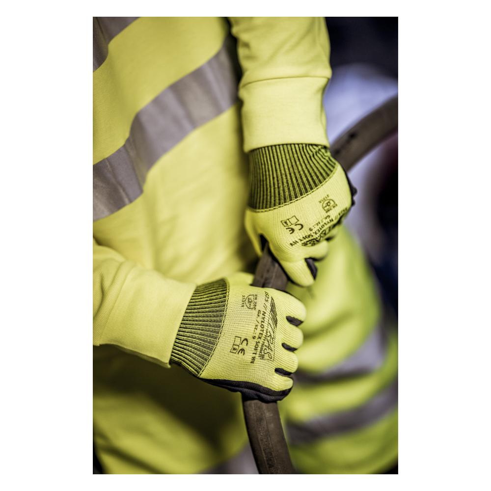NITRAS NYLOTEX SOFT HV Nylonhandschuhe, neongelb, teilbeschichtet