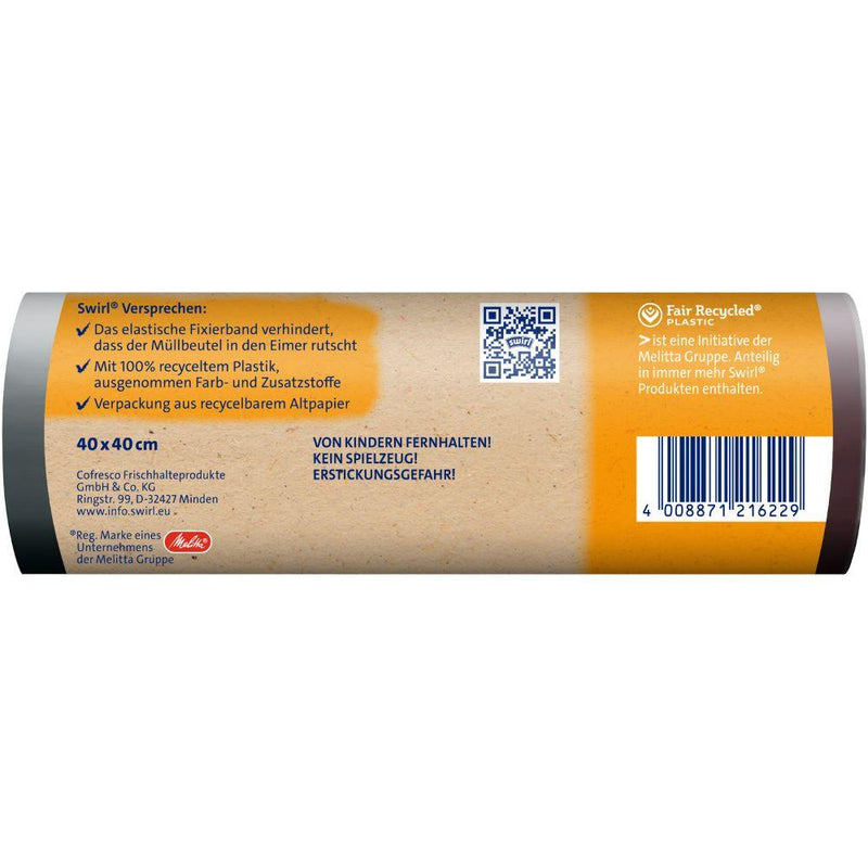 Swirl Fixierband-Müllbeutel 10 l Reißfest & Dicht | Rolle (15 Beutel)-zoom-