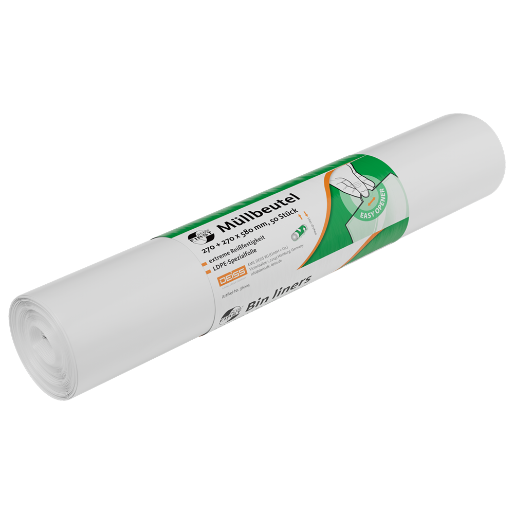 DEISS 36003 - 270+270x580 mm weiss | Rolle (50 Stück)