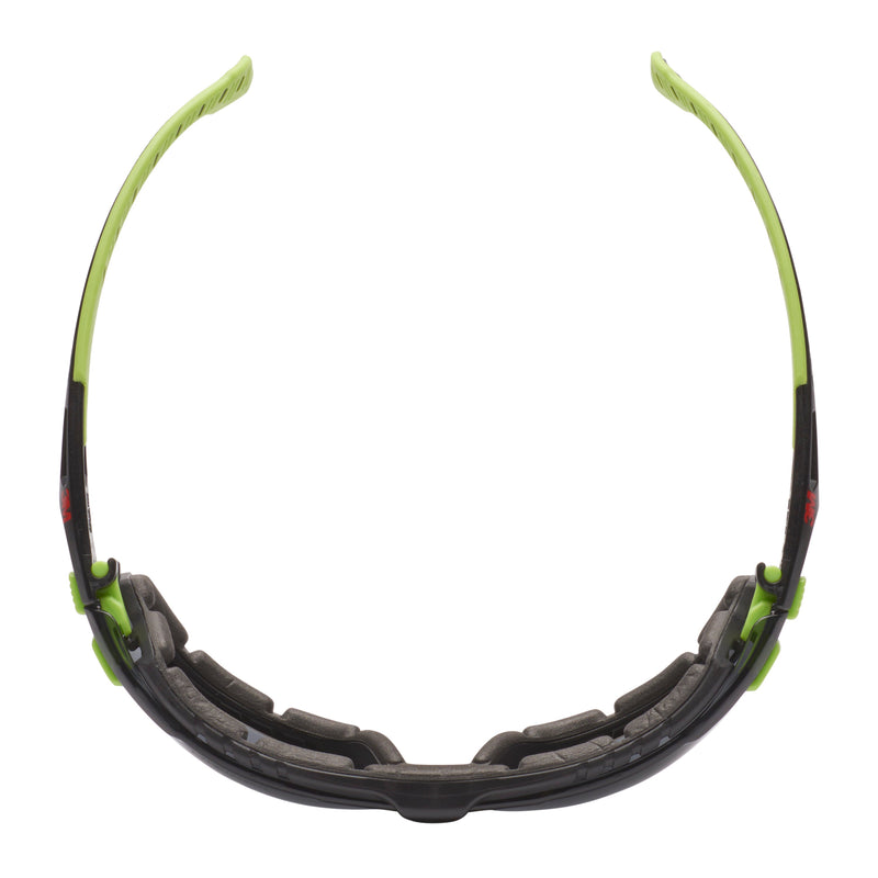 3M™ Solus™ Schutzbrille 1000, Scotchgard™ Protector Antibeschlag-Beschichtung, Grün/Schwarz mit aufsteckbarer Schaumstoffdichtung, graues Glas | Packung (1 Stück)-zoom-