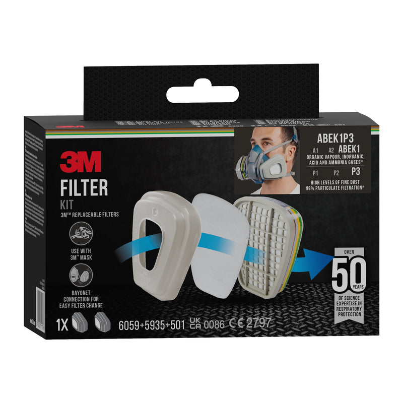 3M™ Filtersatz 6004-1SP, ABEK1P3 Kombinationsfilter (2x6059, 2x5935, 2x501) | Packung (1 Stück)-zoom-