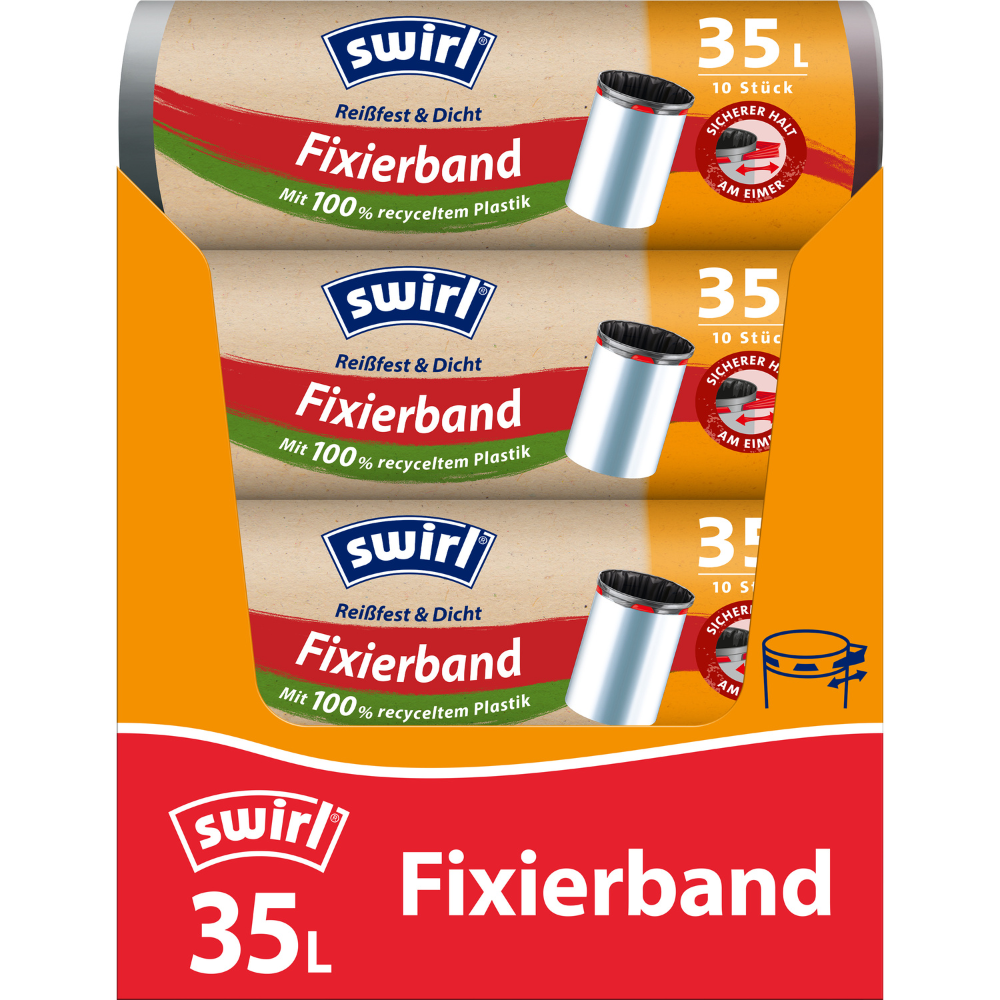 Swirl Fixierband-Müllbeutel 35 l Reißfest & Dicht | Rolle (10 Beutel)-3