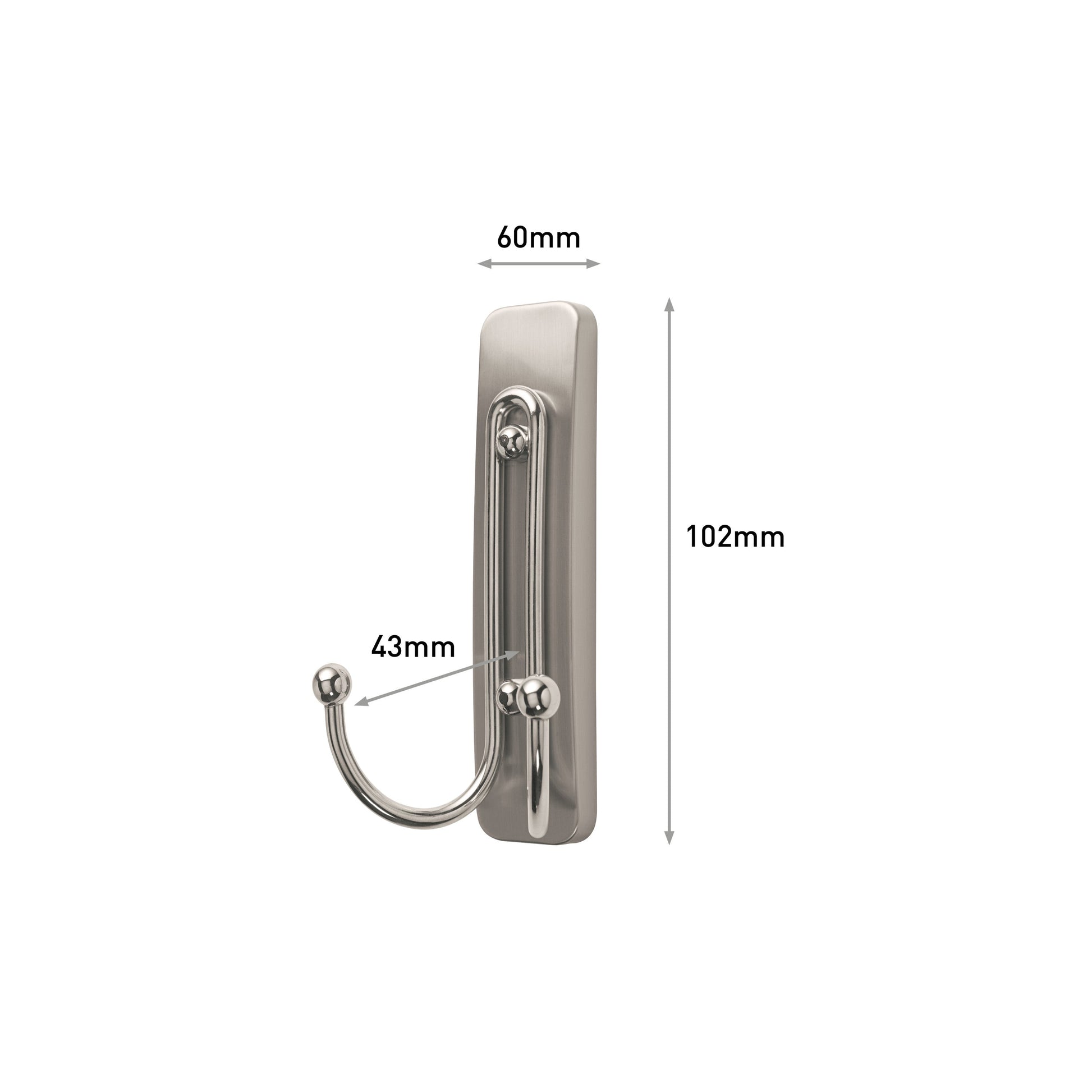 Großer Command™ Doppelhaken in gebürstetem Nickel, 17036, 1 Haken, 1 Strip | Packung (1 Stück)-3