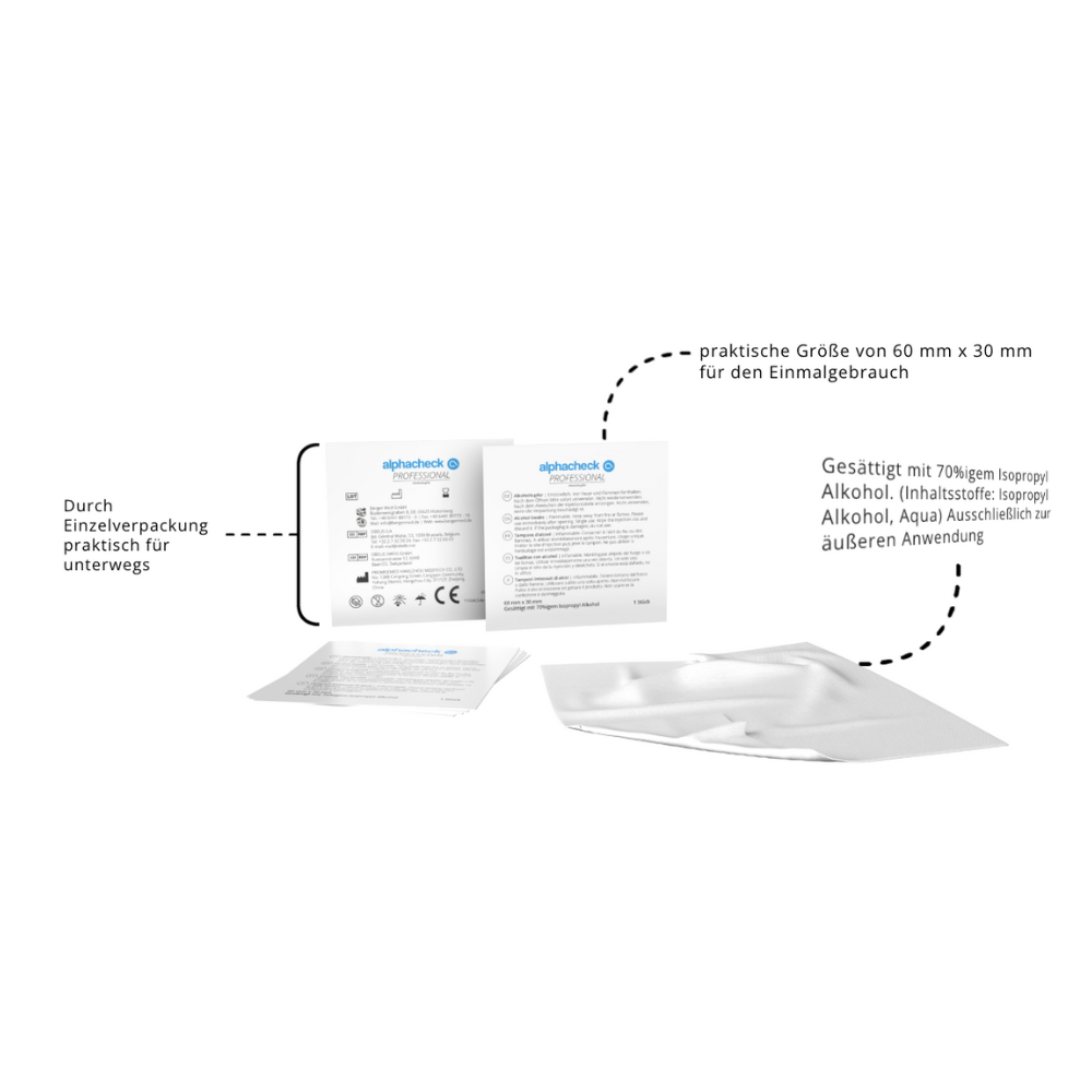 Alphacheck Professional Alkoholtupfer 3 x 6 cm | Packung (100 Stück)-zoom-2