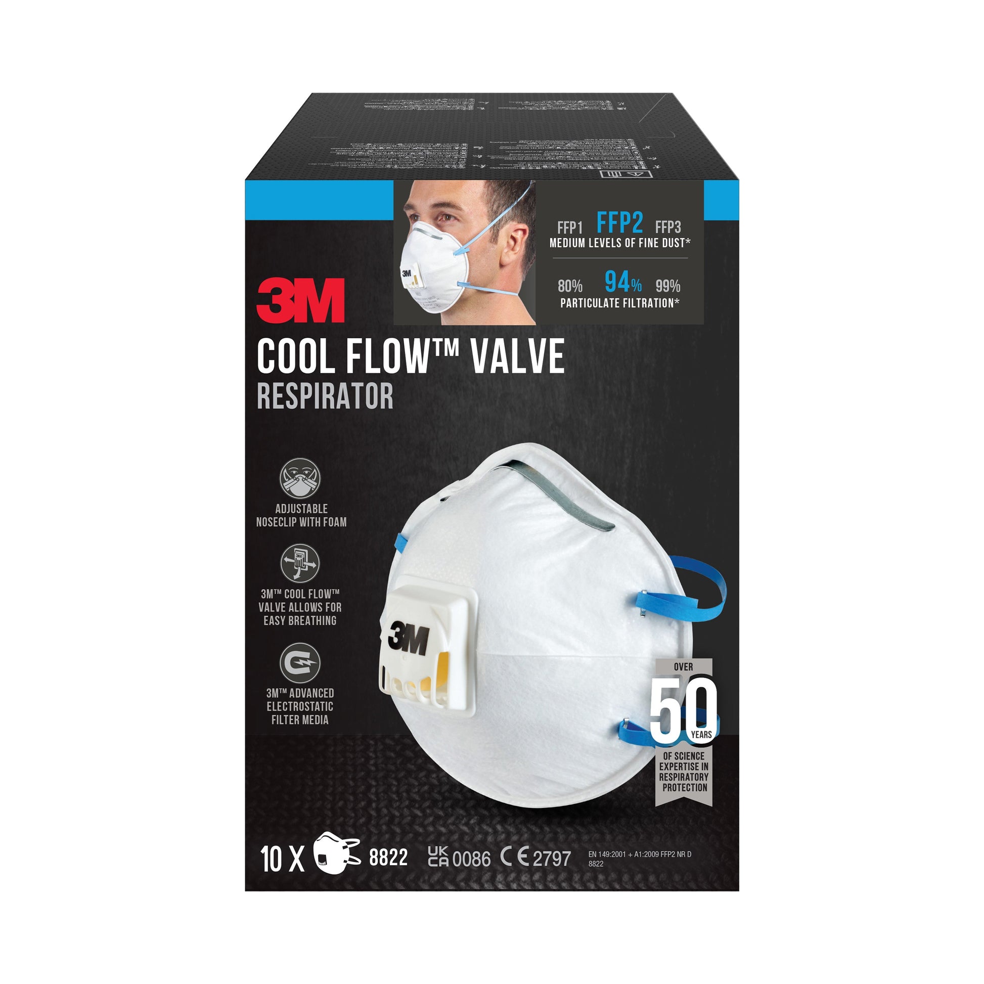 3M™ Cool Flow™ Partikelmaske 8822, FFP2, mit Ventil-1