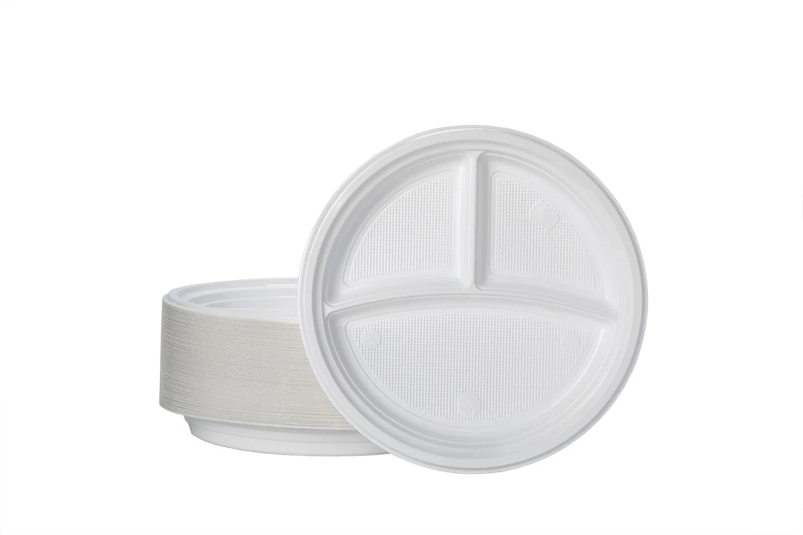 1000x Einwegteller rund weiß – 1/2/3 Fächer – stabil & lebensmittelecht