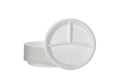 1000x Einwegteller rund weiß – 1/2/3 Fächer – stabil & lebensmittelecht