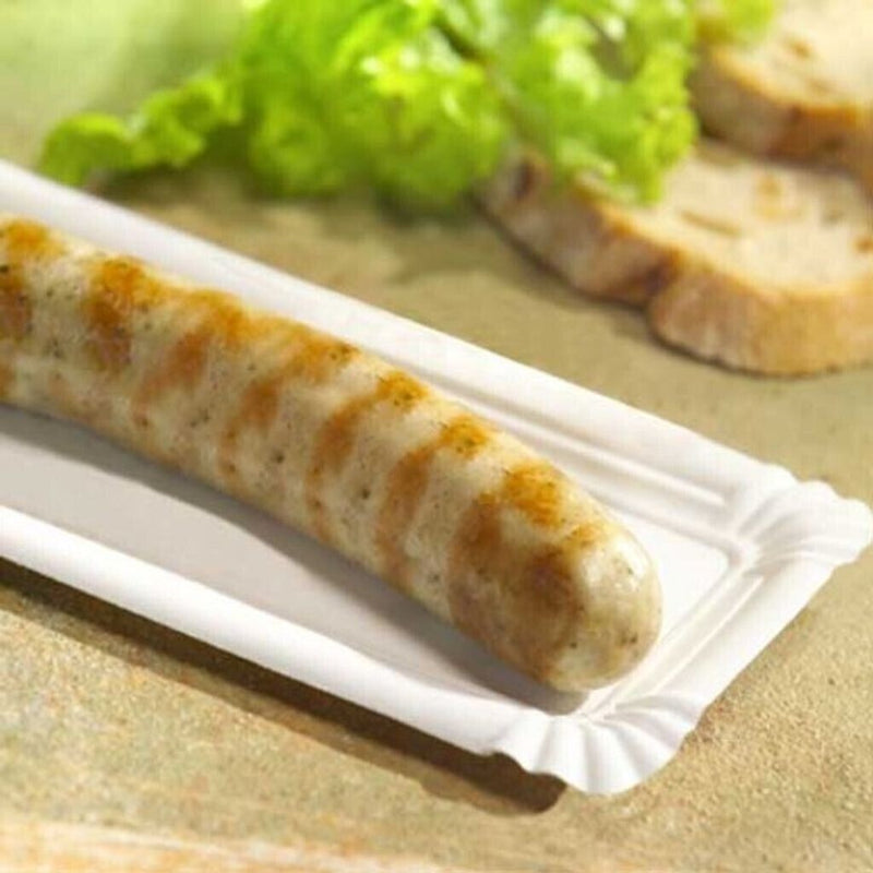 3000x Wurstpappe mit Abriss 8×18+3 cm – Einweg Pappschale – Imbiss Gastronomie-zoom-