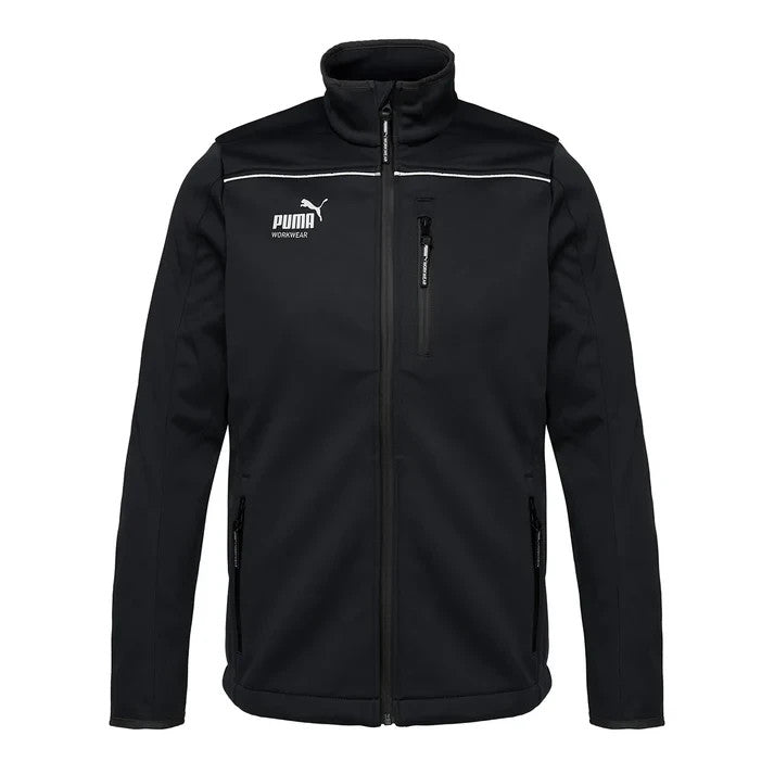 PUMA Workwear Herren Softshell Jacke Schwarz | Arbeitsjacke Winddicht Wasserabw.