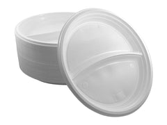 1000x Einwegteller rund weiß – 1/2/3 Fächer – stabil & lebensmittelecht