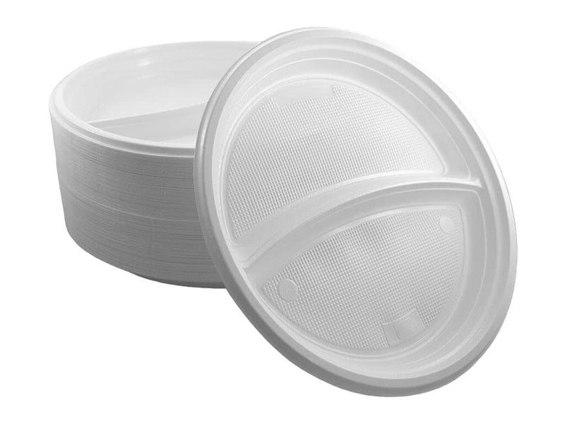 1000x Einwegteller rund weiß – 1/2/3 Fächer – stabil & lebensmittelecht-zoom-