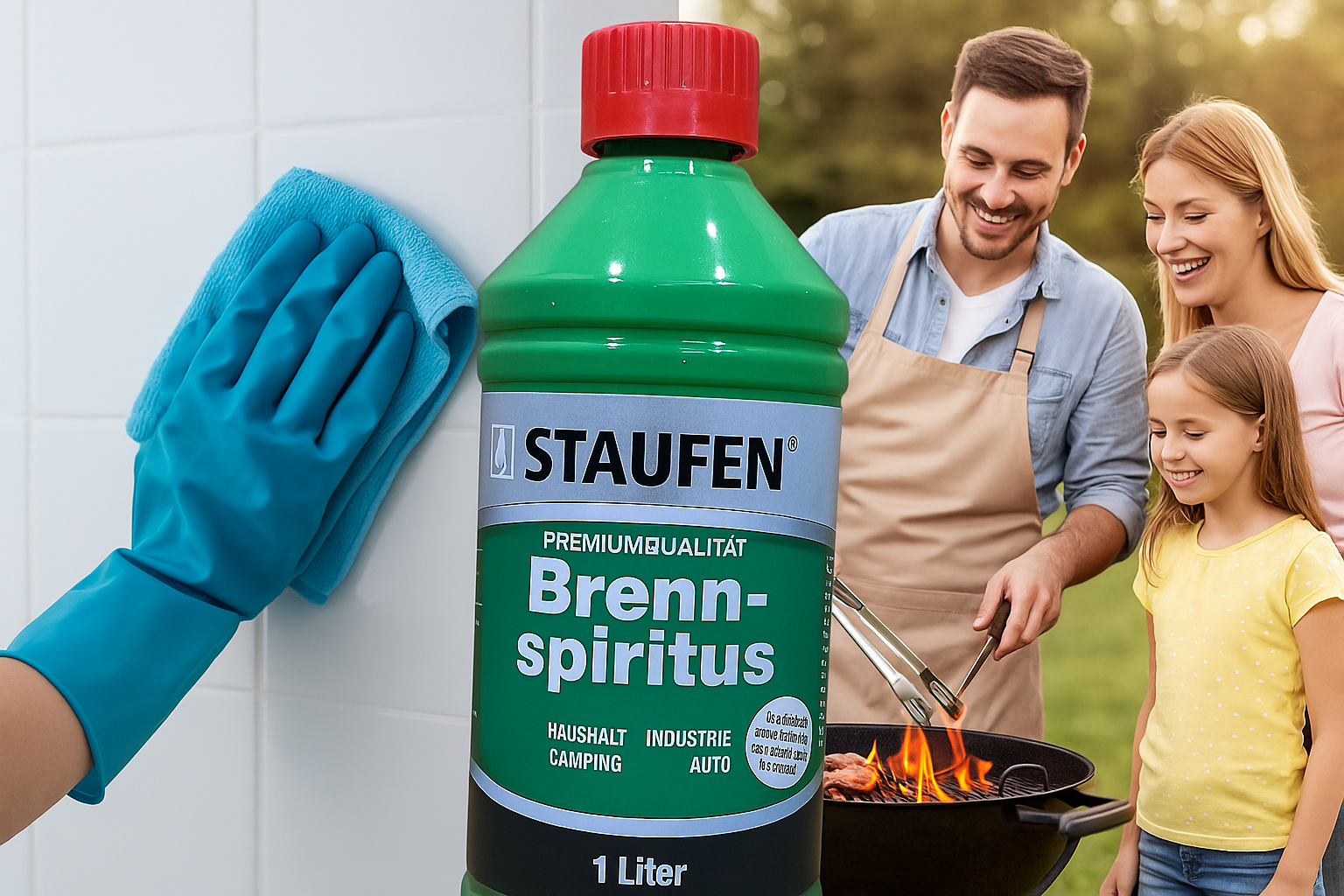 12x Staufen Brennspiritus 1L – Reinigungs- & Anzündmittel, Premiumqualität