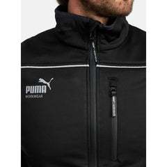 PUMA Workwear Herren Softshell Jacke Schwarz | Arbeitsjacke Winddicht Wasserabw.