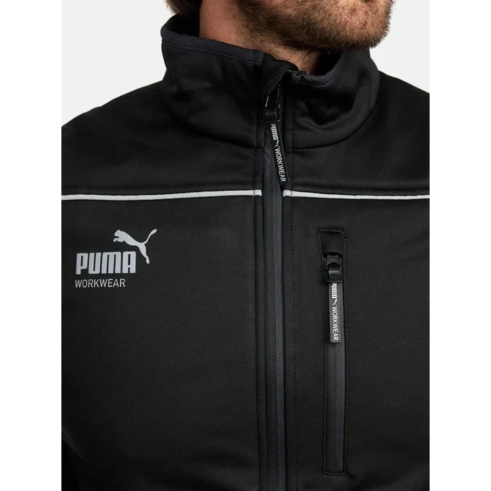 PUMA Workwear Herren Softshell Jacke Schwarz | Arbeitsjacke Winddicht Wasserabw.-zoom-