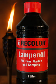 RECOLOR Lampenöl 12x1L – Rußarm für Öllampen, Fackeln & Laternen, klar