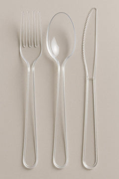 1000x Profi Mehrweg Gabel / Löffel / Messer transparent – Gastro Großpackung