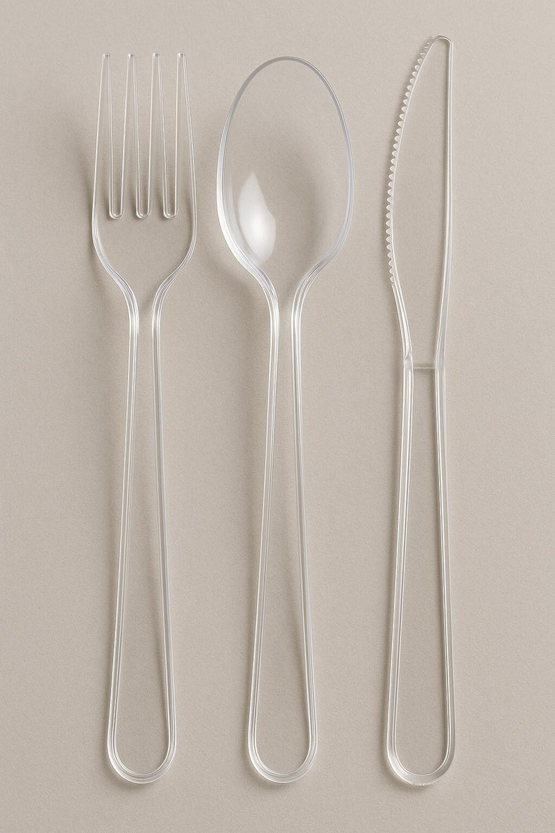 1000x Profi Mehrweg Gabel / Löffel / Messer transparent – Gastro Großpackung-zoom-