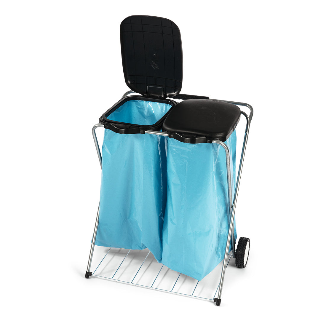 Nölle Profi Abfallsammler fahrbar, 2-fach, Metallbeine, schwarz 66x37x78 cm | 1 Stück-zoom-1