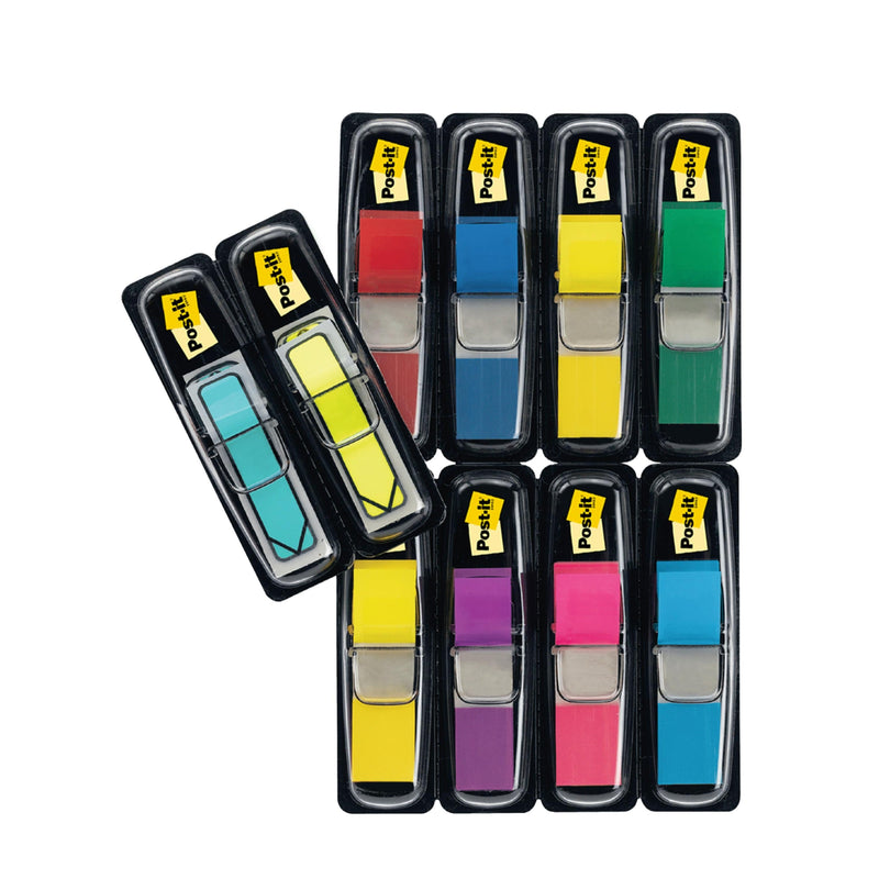 Post-it® Index Haftstreifen, Mini, Verschiedene Farben, 11.9 mm x 43.2 mm, Promotion  + Post-it® Index Pfeile, Blau und Gelb, 11.9 mm x 43.2 mm, 8 Spender + 4 Gratis/Packung | Packung (1 Stück)-zoom-