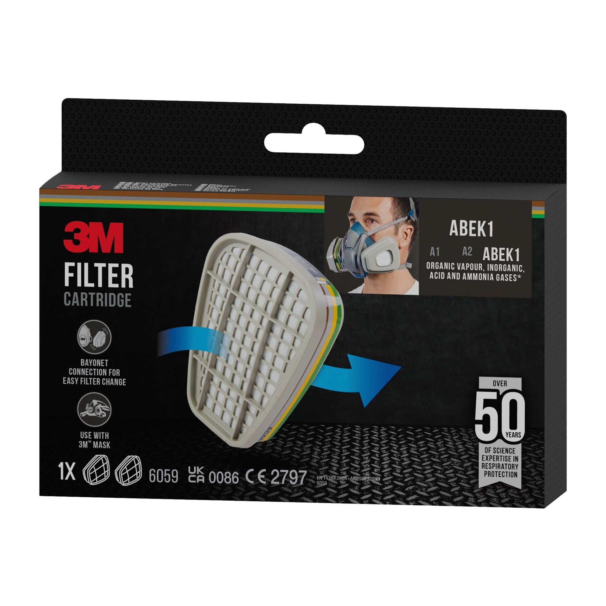3M™ Filterpatrone 6059, ABEK1-Kombinationsfilter, 1 Paar/Packung | Packung (1 Stück)-7