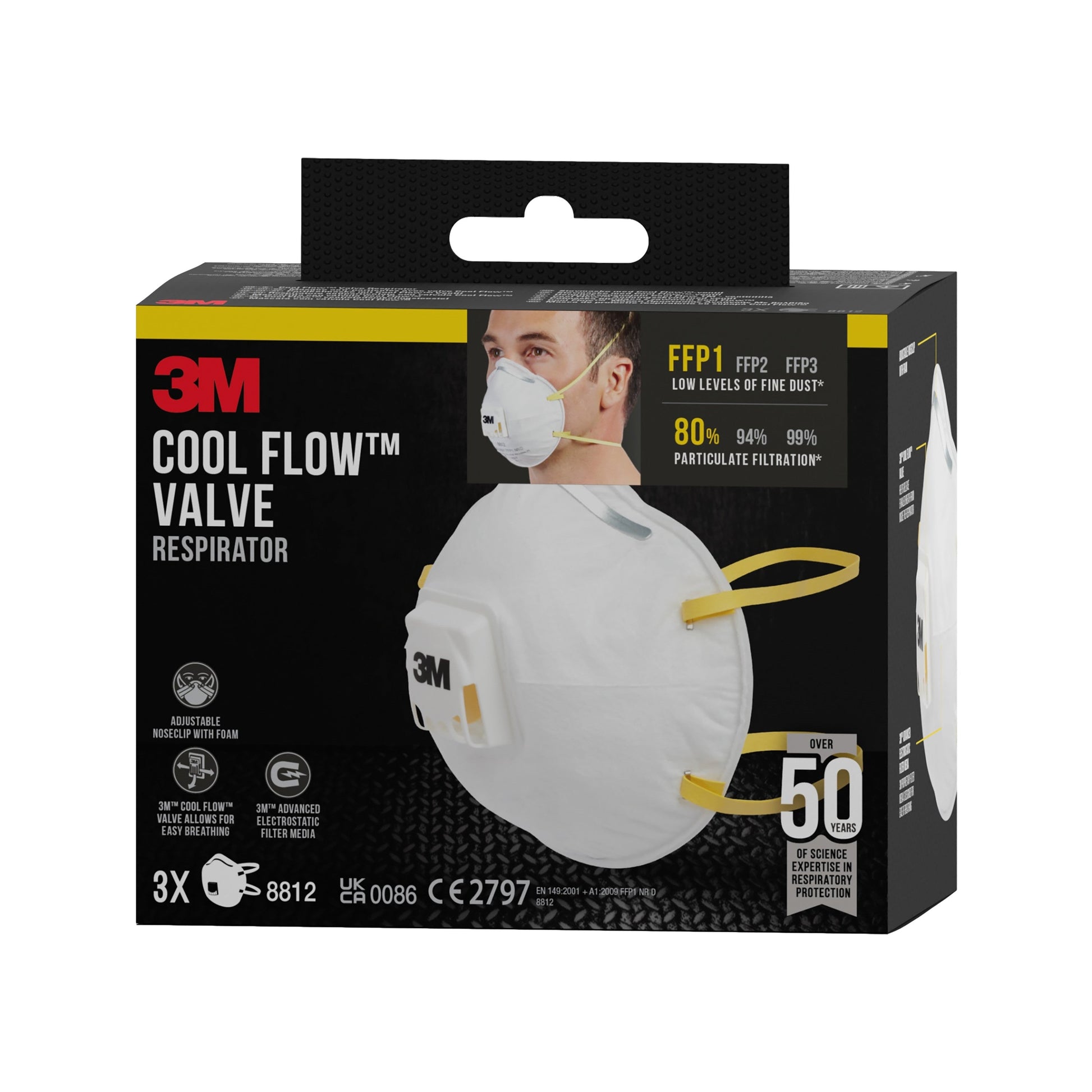 3M™ Cool Flow™ Partikelmaske 8812, FFP1, mit Ventil, 3er-Pack | Packung (1 Stück)-6