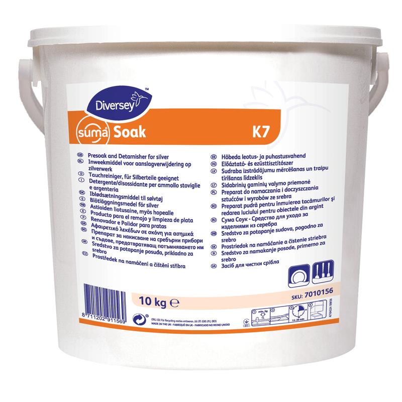 Suma Soak K7, Pulverförmiger Bestecktauchreiniger, für Silberteile geeignet | Eimer (10 kg)-1