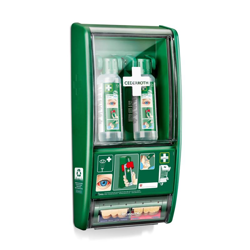 Cederroth augenspülstation, inkl. 2 x 500 ml flaschen à 725200 mit salvequick pflasterspender ref 490700 | Packung (1 Stück)