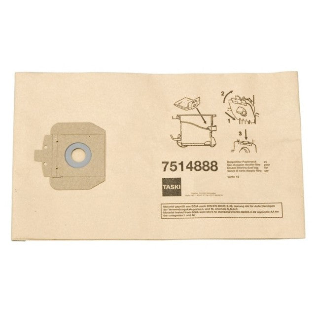 Doppelfilter-Papiersack 15 l, Doppelfilterpapiersäcke für den TASKI Vento 15S | Karton (10 Packungen)-zoom-