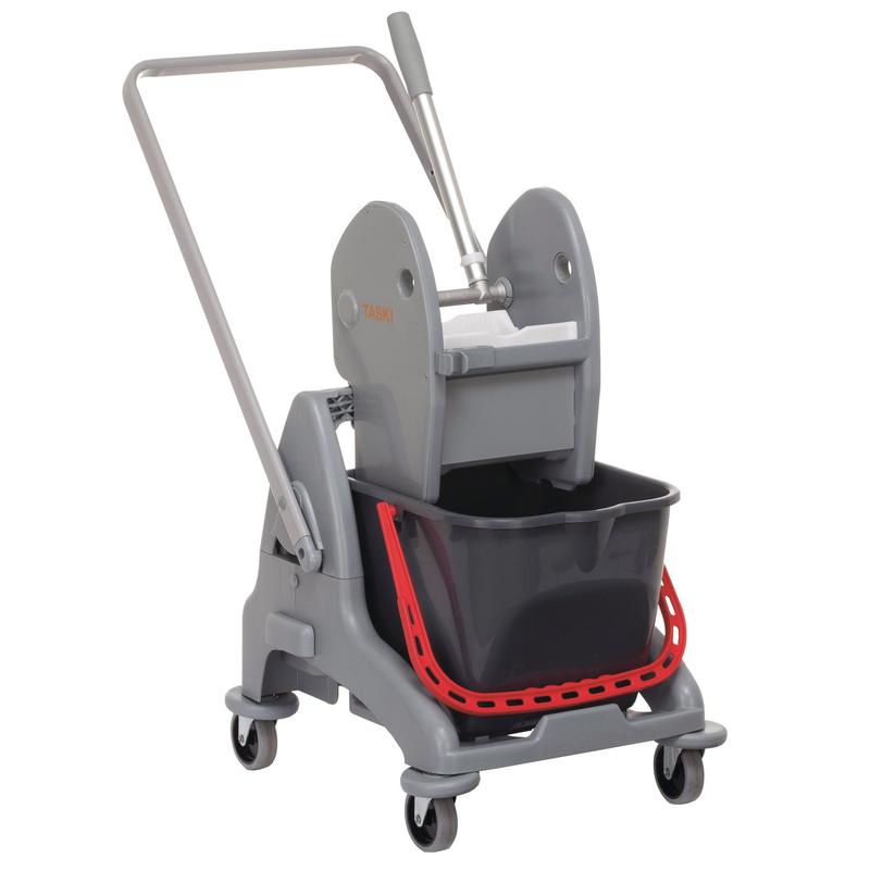 TASKI Duo Mop Eineimer- System, Mit einem Eimer à 15 l rot, Fahrgestell, Deichsel und Presse | Packung (1 Stück)-zoom-1