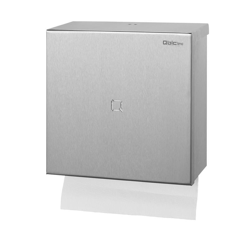 QBic Falthandtuchspender, Falthandtuchspender aus Edelstahl, für C, CZ & Z Falzhandt., verschließbar | Packung (1 Stück)