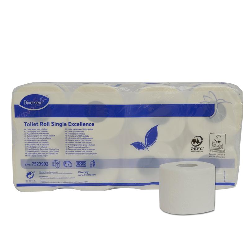 Toilettenpapier Single Excellence, Toilettentissue - feinste Qualität, reiner Zellstoff, 3-lagig, hochweiß, 250 Blätter/Rolle | Packung (8 Rollen)-1