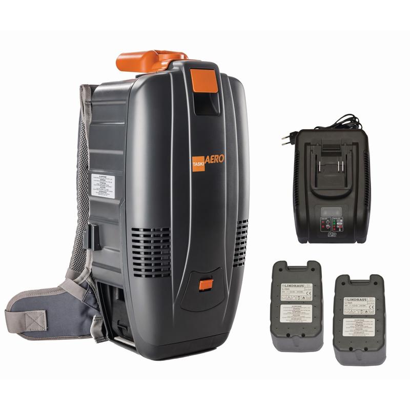 TASKI AERO BP Li-Ion starter kit, Ultraleichter Rucksacksauger mit Lithium-Ionen Technologie inkl. Ladegerät und 2xBatterie | Packung (1 Stück)-zoom-1