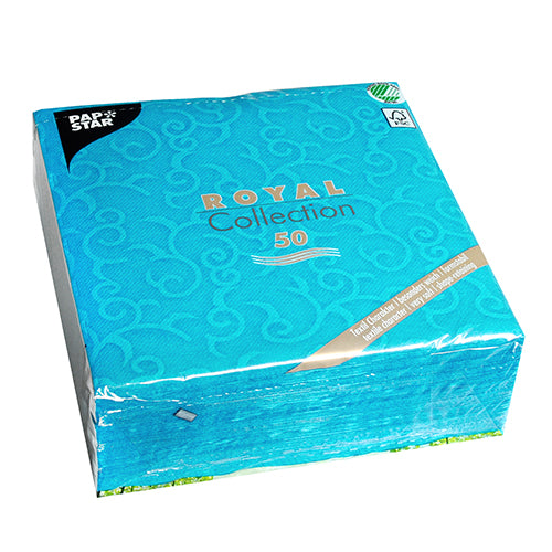 PAPSTAR 50 Servietten "ROYAL Collection" 1/4-Falz 40 x 40 cm türkis-zoom-