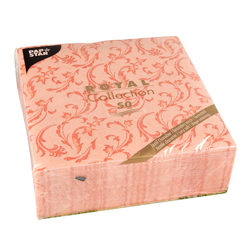PAPSTAR 50 Servietten "ROYAL Collection" 1/4-Falz 40 x 40 cm nektarine