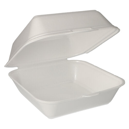 Starpak 100 Hamburger-Boxen mit Klappdeckel, XPS 11 cm x 20 cm x 20 cm weiss laminiert XXL | Schrumpffolie (100 Stück)-zoom-1