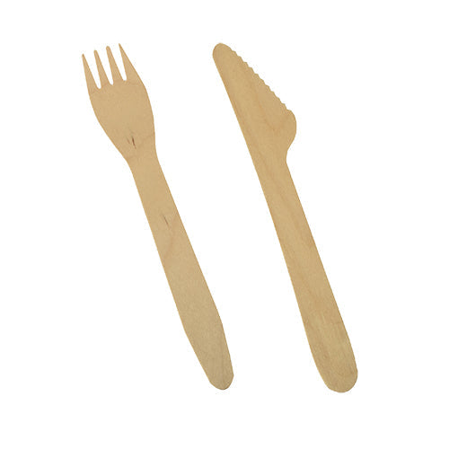 PAPSTAR Besteckset Holz "pure" 16,5 cm, Messer und Gabel | Karton (500 Stück)