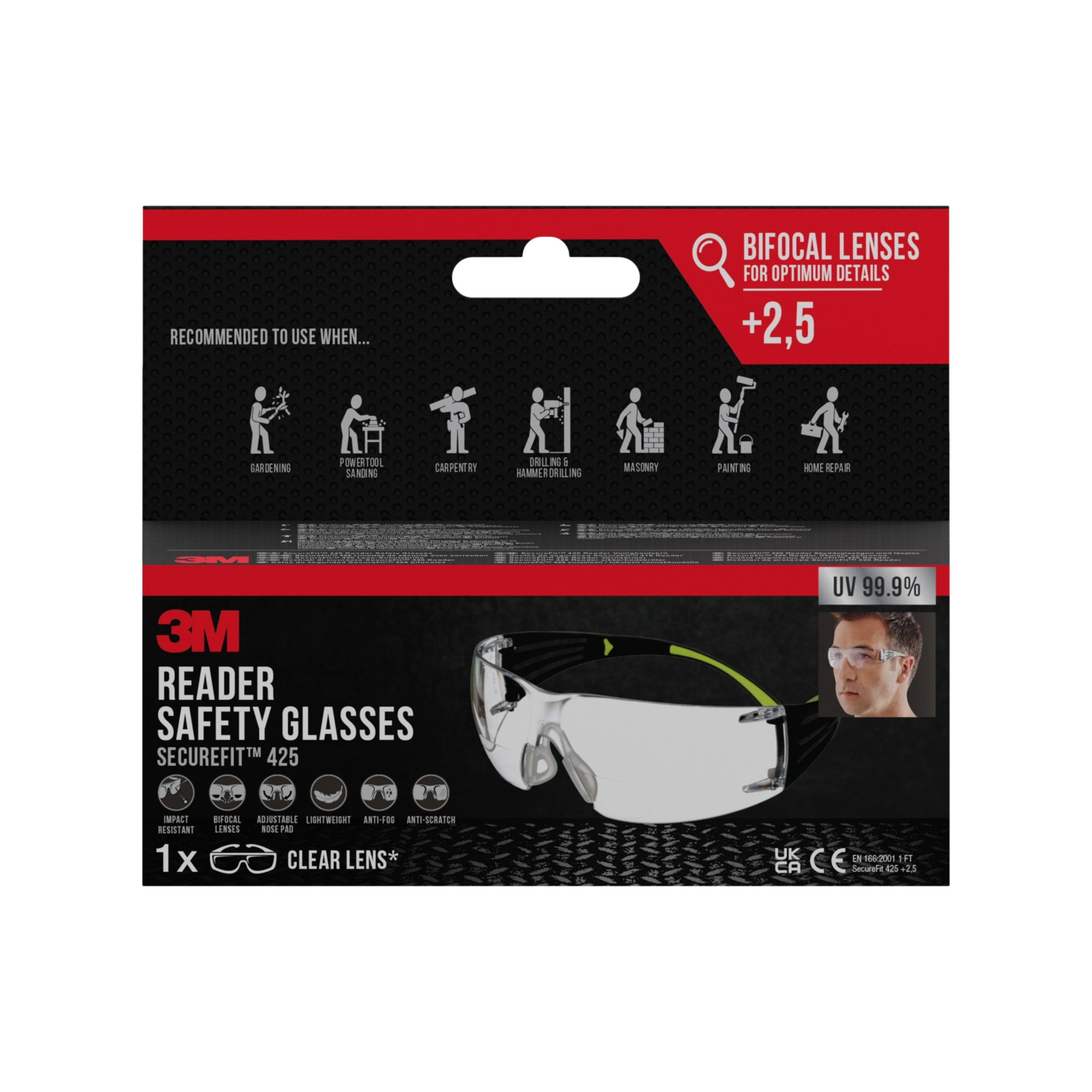 3M™ SecureFit™ Lese-Schutzbrille-zoom-2