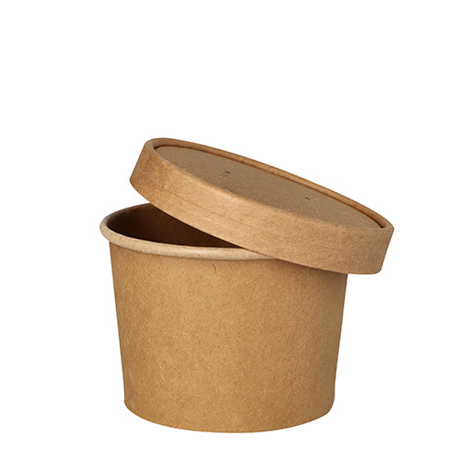 PAPSTAR Suppenbecher rund, 9,8 cm braun, ideal für Suppen und Snacks | Folie (25 Stück)-zoom-