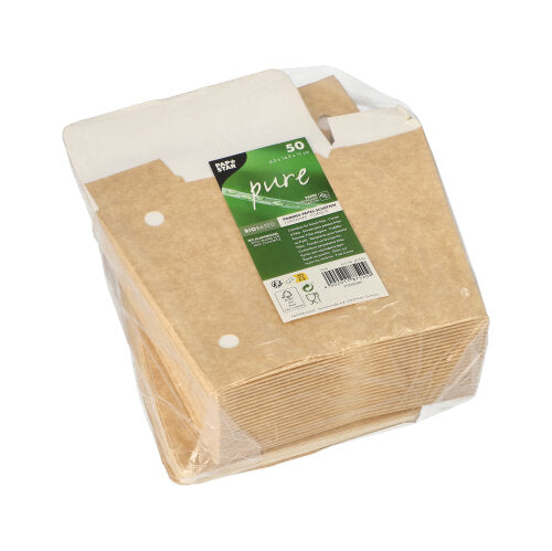 PAPSTAR Pommes-Frites-Schütte, braun, mit Klappdeckel, "pure" | Folie (50 Stück)-zoom-