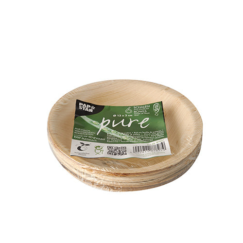 PAPSTAR Schalen aus Palmblatt "pure" rund, 13 cm, umweltfreundlich | Schrumpffolie (6 Stück)-zoom-3