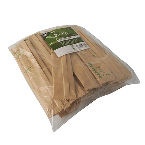 PAPSTAR Gabeln aus Holz "pure", 15,5 cm, einzeln verpackt | Schrumpffolie (50 Stück)-3