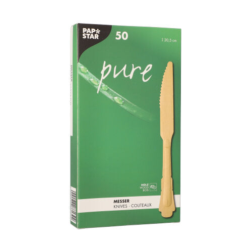 PAPSTAR Messer aus Holz "pure", 20,5 cm, Vintage-Design | Papptray (50 Stück)-2
