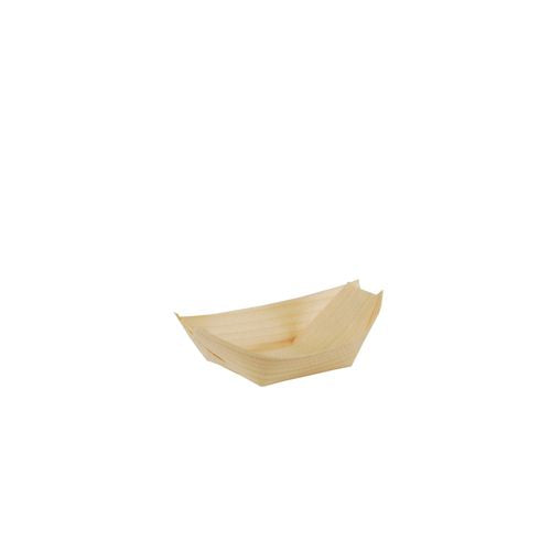 PAPSTAR Fingerfood Schalen aus Holz "pure", Schiffchen-Design 8,5x5,5 cm | Schrumpffolie (12 Stück)
