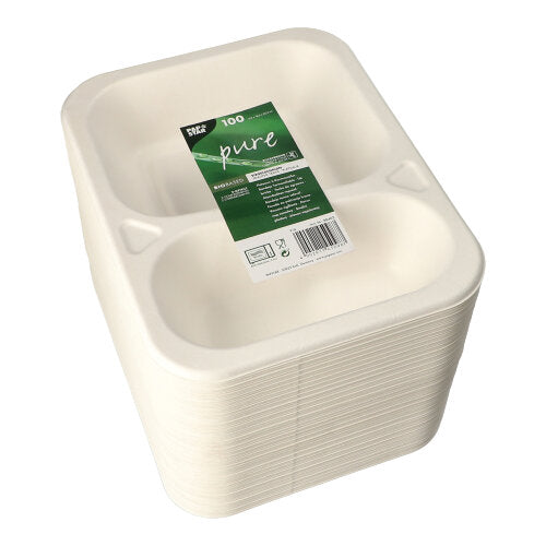 PAPSTAR 100 Siegelschalen, Zuckerrohr 2-geteilt, weiss-zoom-11