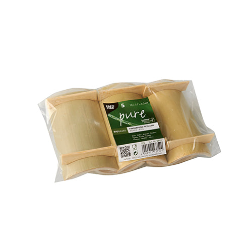 PAPSTAR Fingerfood Schalen aus Bambus "pure" eckig 10x5,7 cm | Folie (5 Stück)