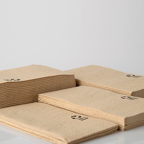 PAPSTAR Servietten 3-lagig, 33x33 cm, natur, aus recyceltem Papier | Folie (100 Stück)-2