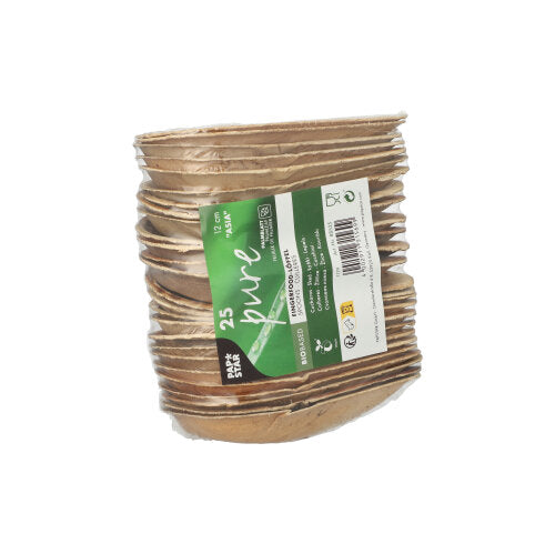 PAPSTAR Fingerfood-Löffel aus Palmblatt, 12 cm, "Asia" Design | Schrumpffolie (25 Stück)-zoom-